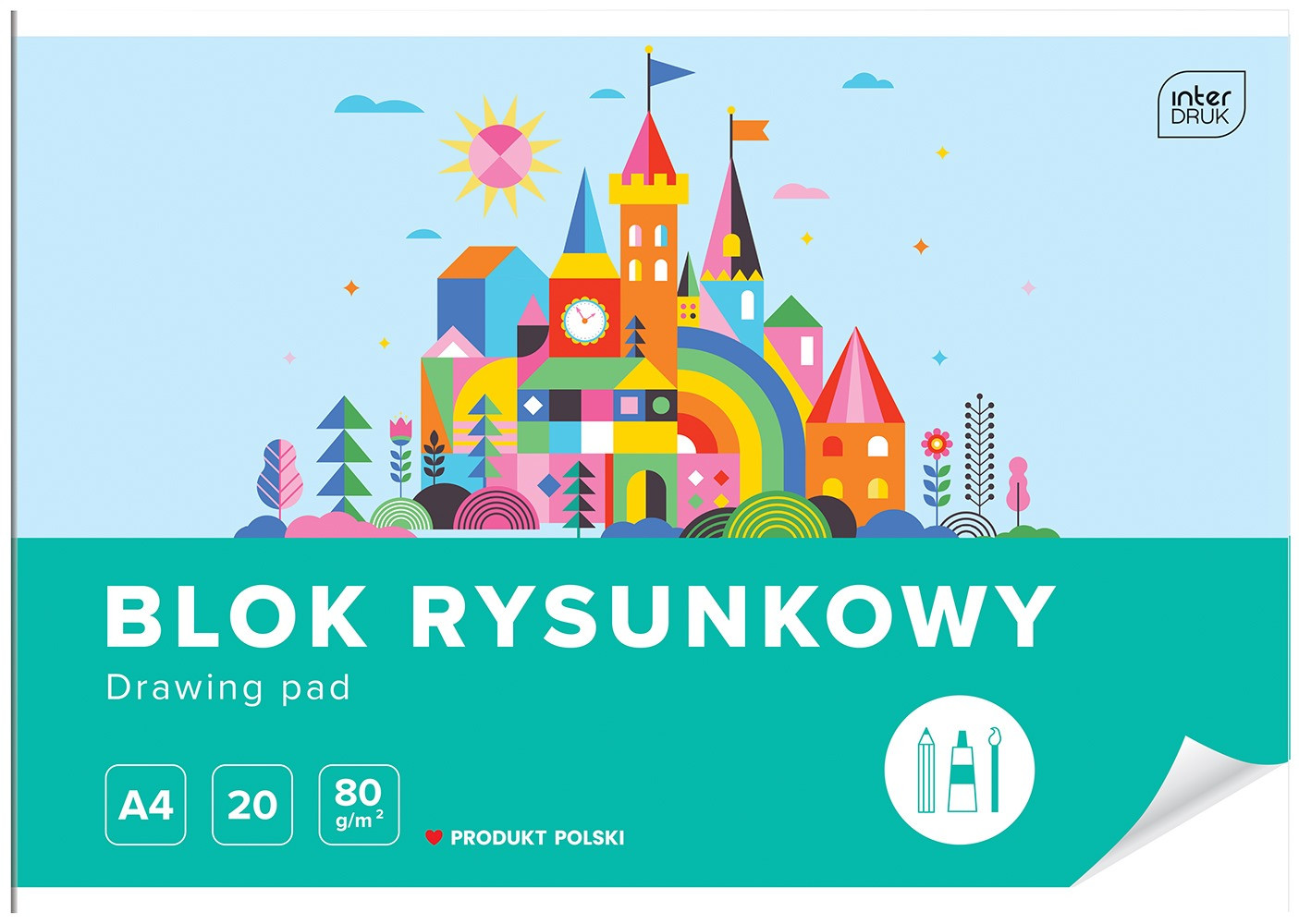 Blok rysunkowy A4 20 kartek 80g biały Interdruk
